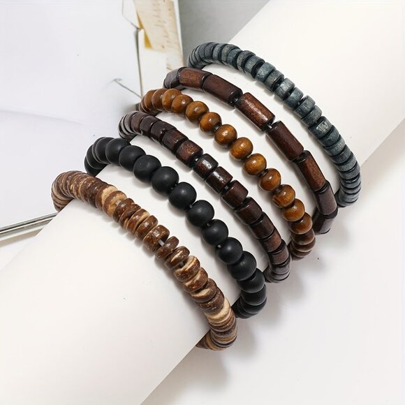 6pcs/set Stylish Beaded Bracelet for Men - Picture 3 of 6